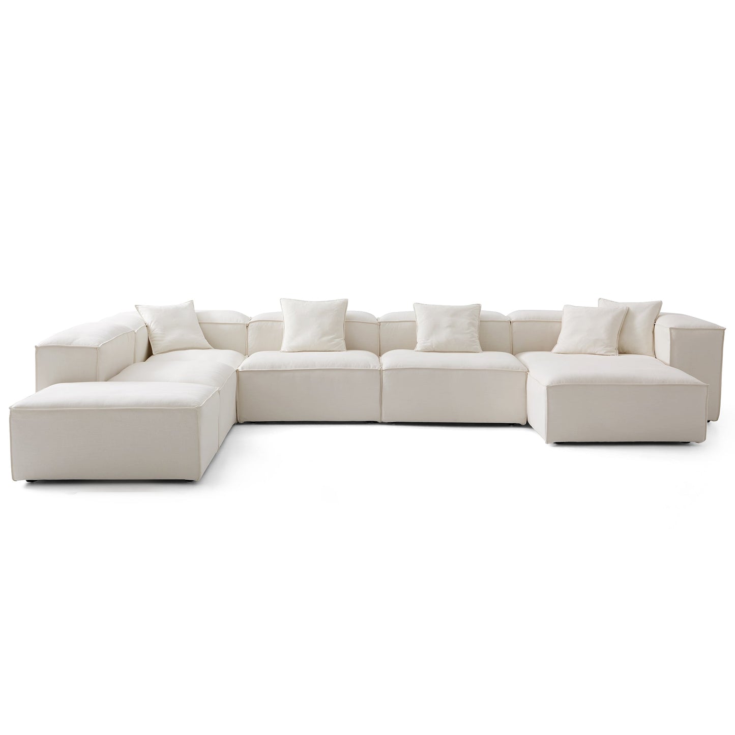 Freedom Modular Beige Open End Sectional Sofa-Beige-177.2"-High