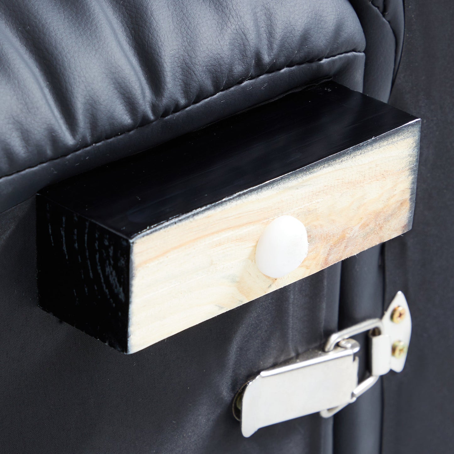 Boba Black Leathaire Sofa and Ottoman-Black