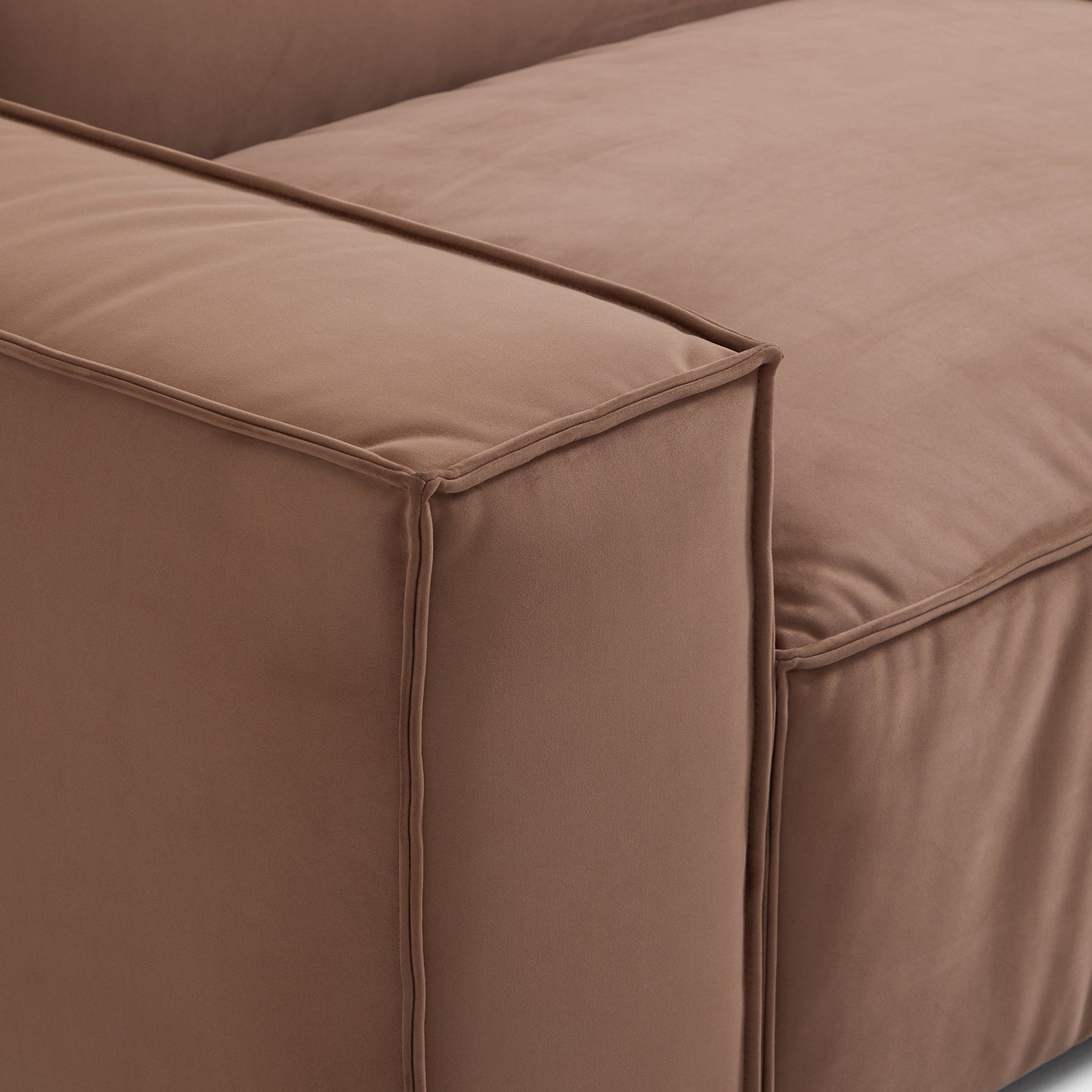 Luxury Minimalist Brown Fabric Sofa and Ottoman-Brown
