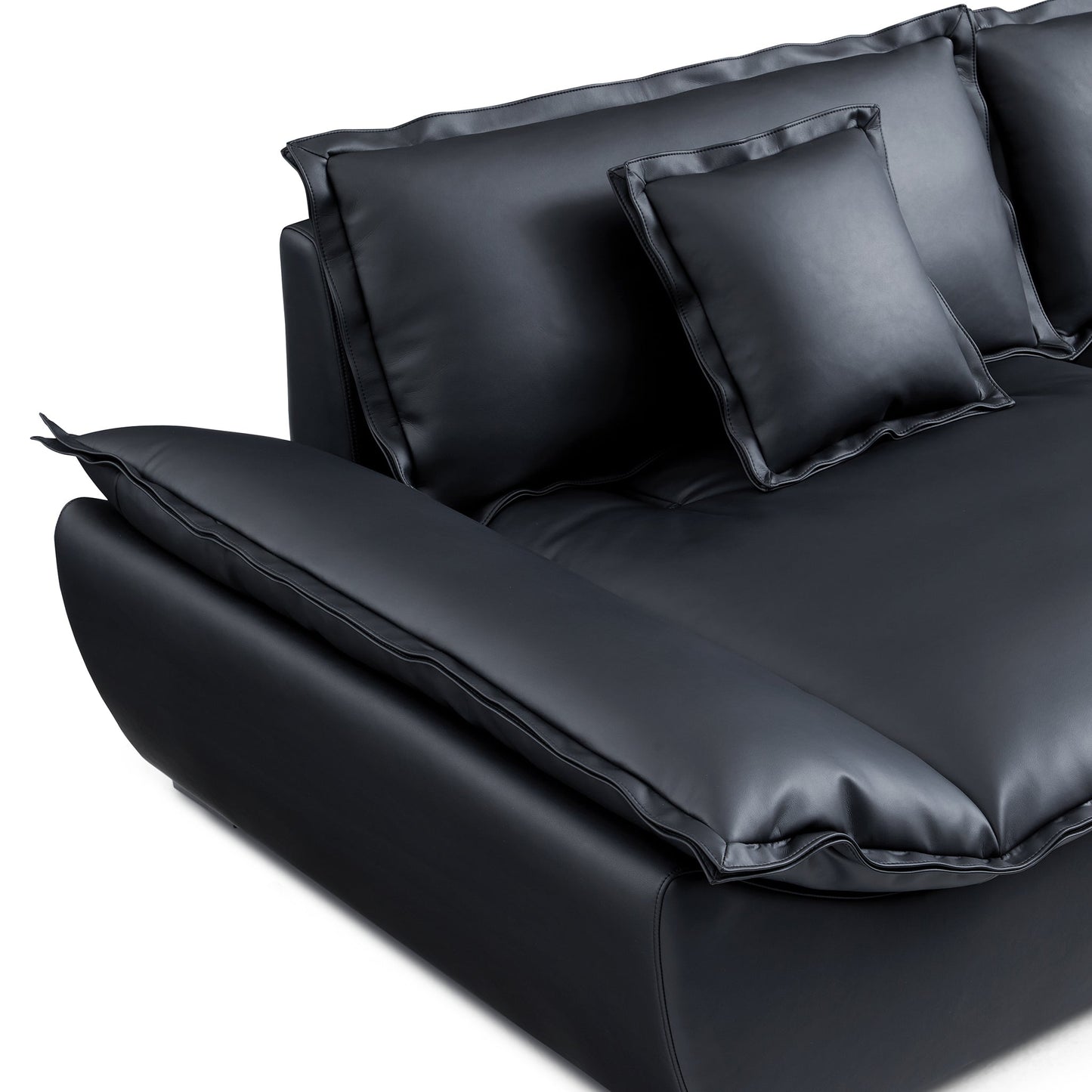 Casper Sailboat Leather Sofa-Black