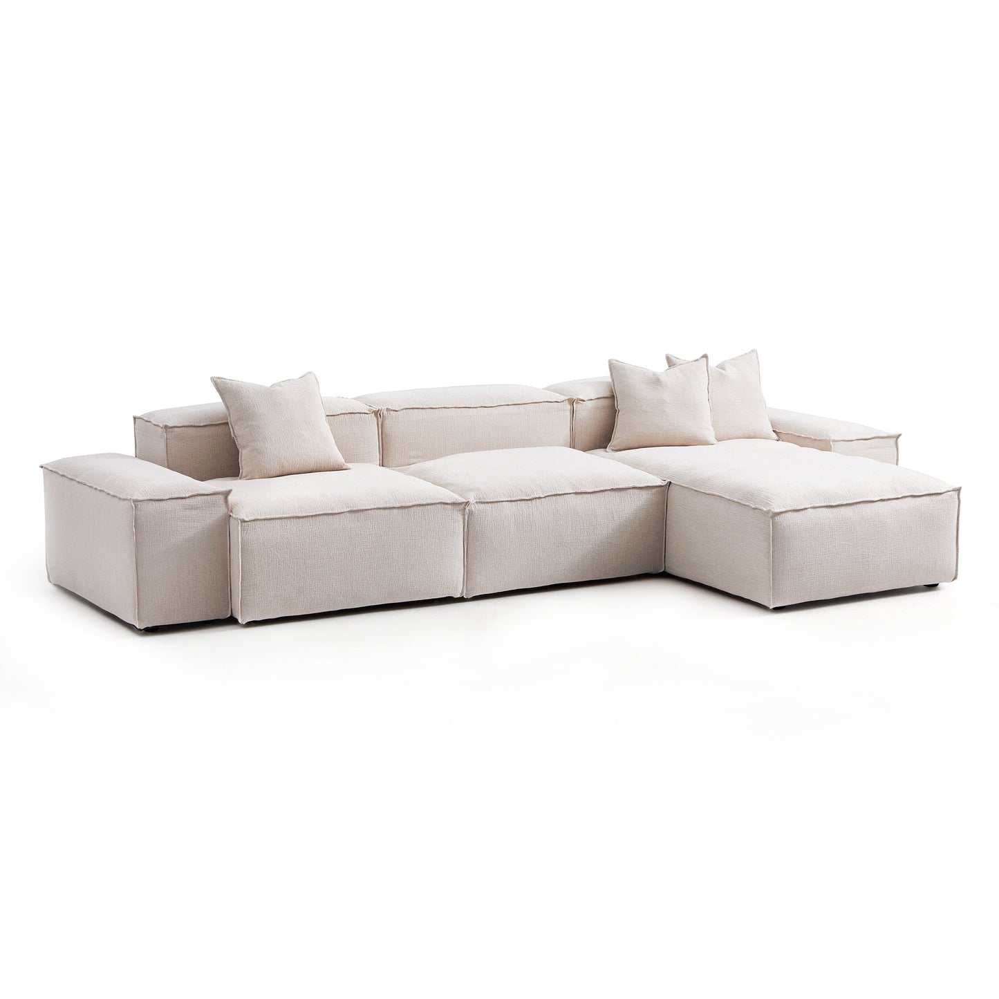 Freedom Modular Gray Sectional Sofa-Khaki-Low-143.7″