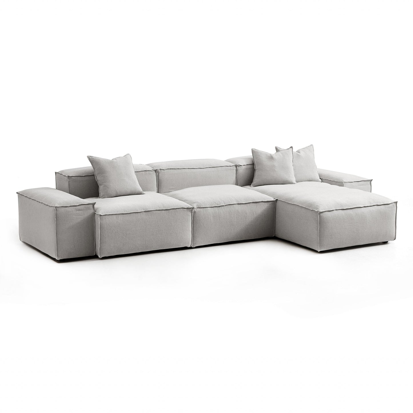 Freedom Modular Gray Sectional Sofa-Gray-143.7″-Low