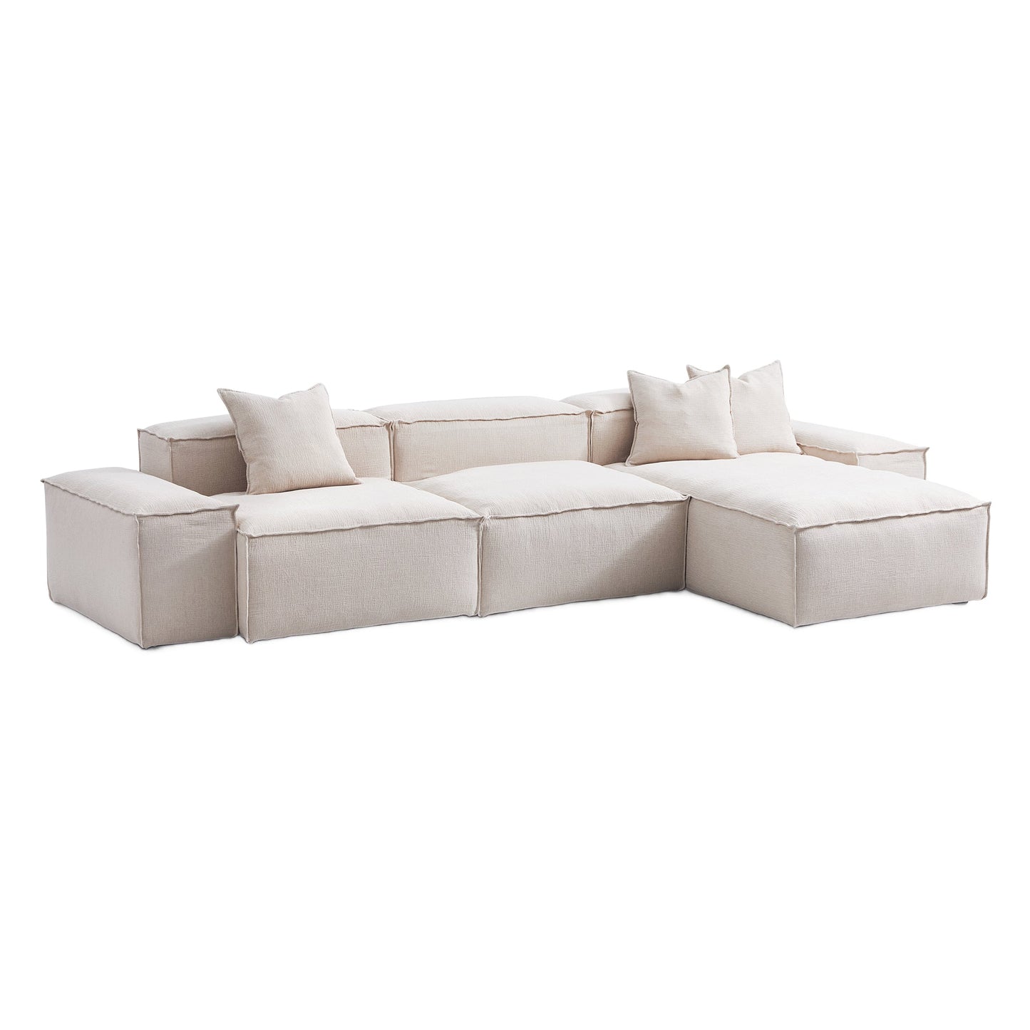 Freedom Modular Khaki Sectional Sofa-Khaki-Low-143.7″