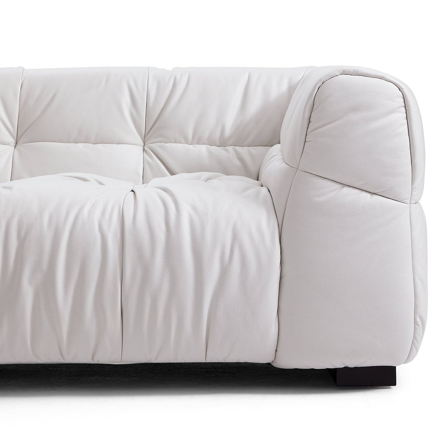 Boba Black Leathaire Sectional-White