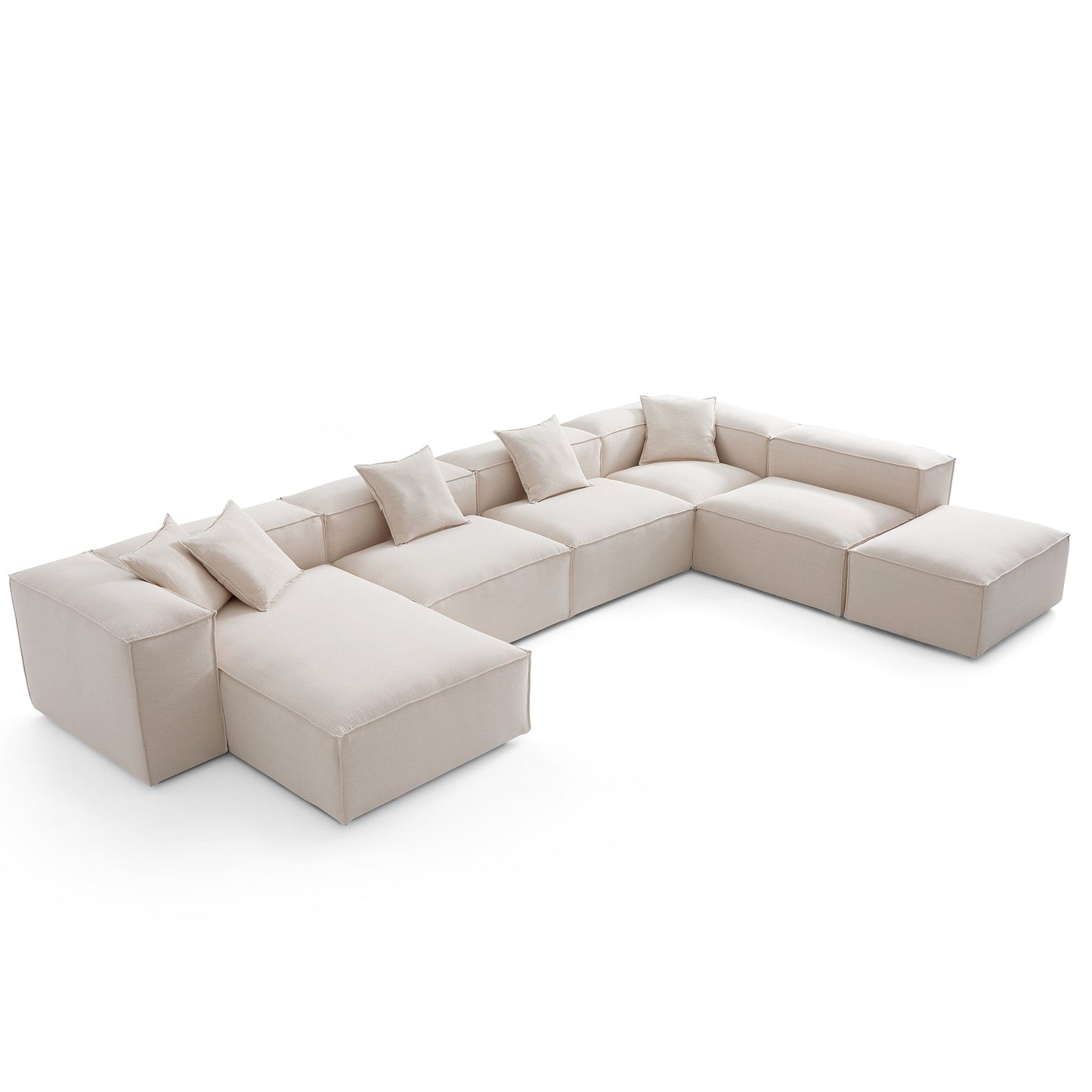 Freedom Modular Khaki Open End Sectional Sofa-Khaki-177.2"-High