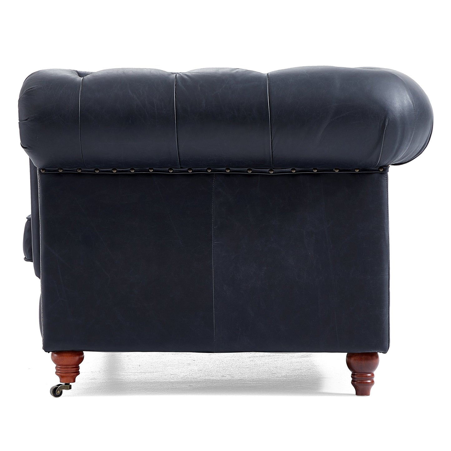 Durango Chesterfield Top Grain Leather Tufted Sofa-Black