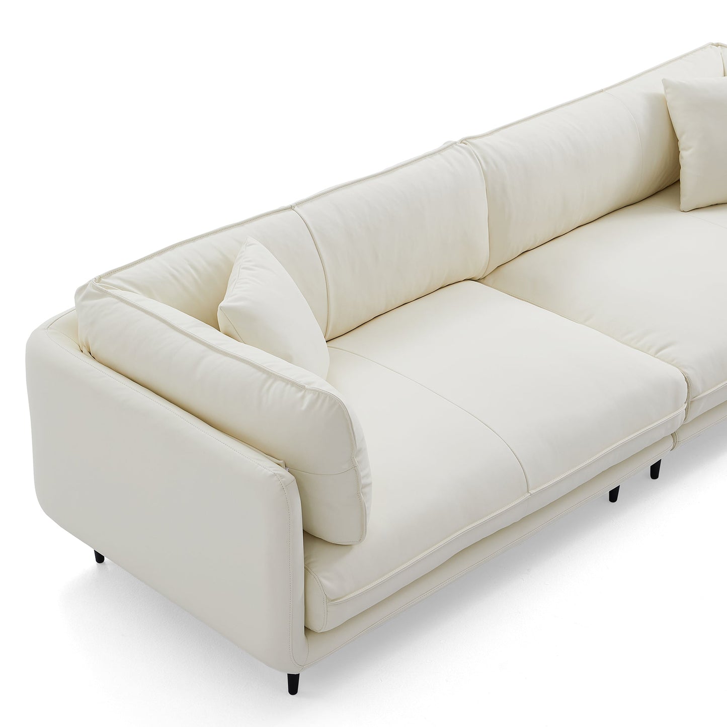 Vanilla White Leather Sofa-White