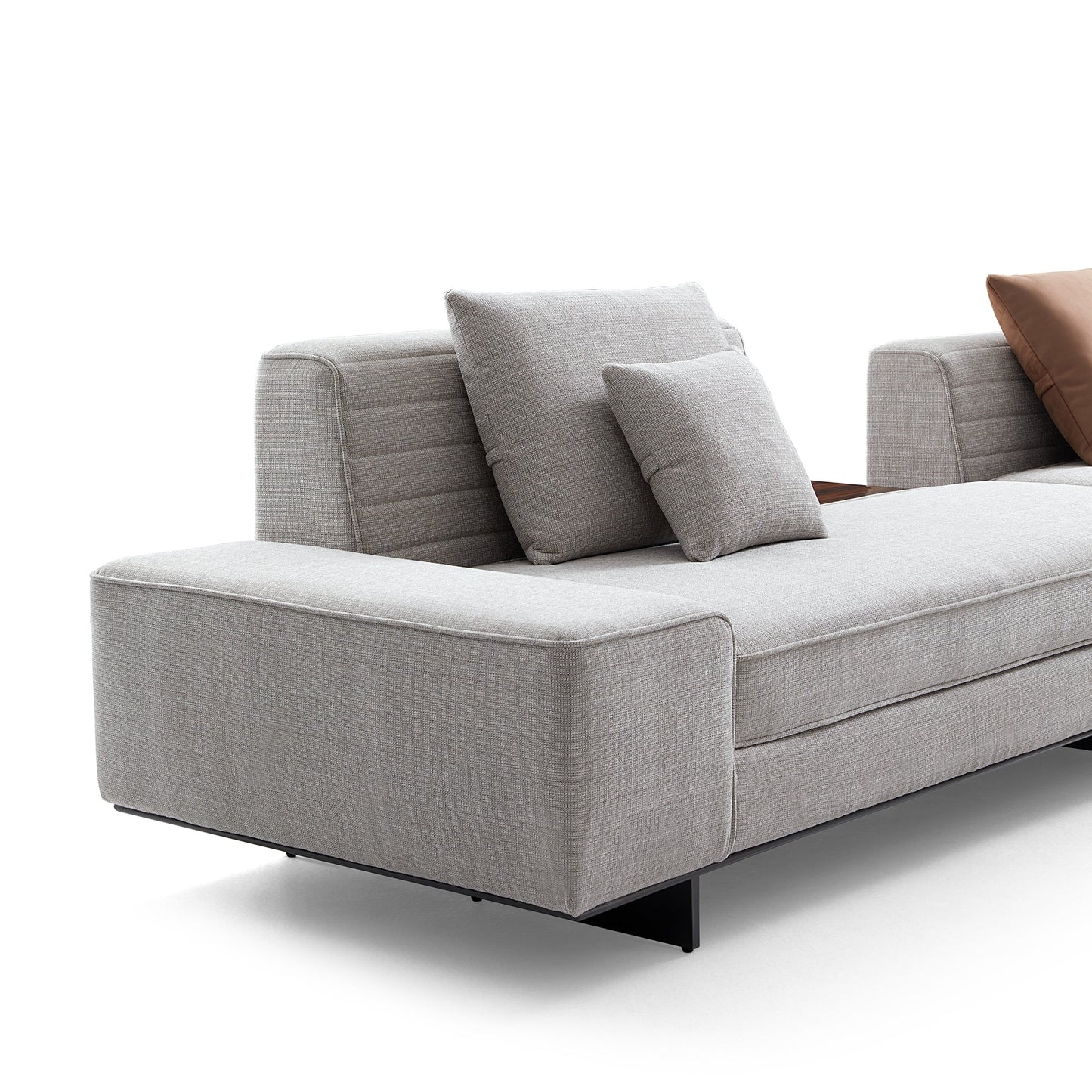 Brandy Channel Tufting Sectional with Coffee Table-Gray