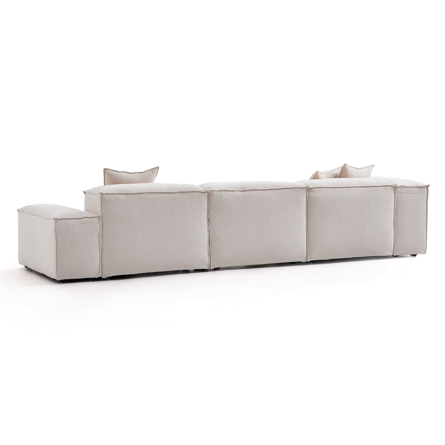 Freedom Modular Gray Sofa-Khaki-Low & High-143.7"