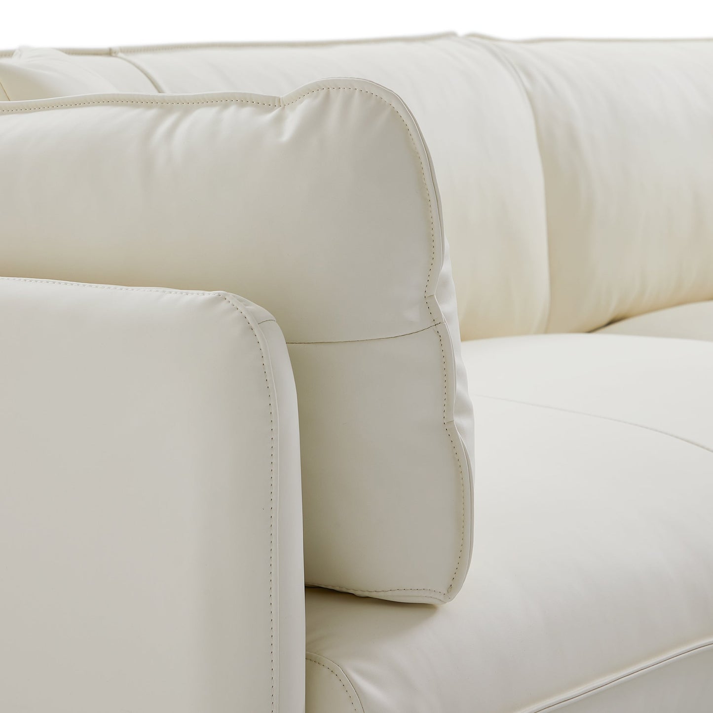Vanilla White Leather Sofa-White