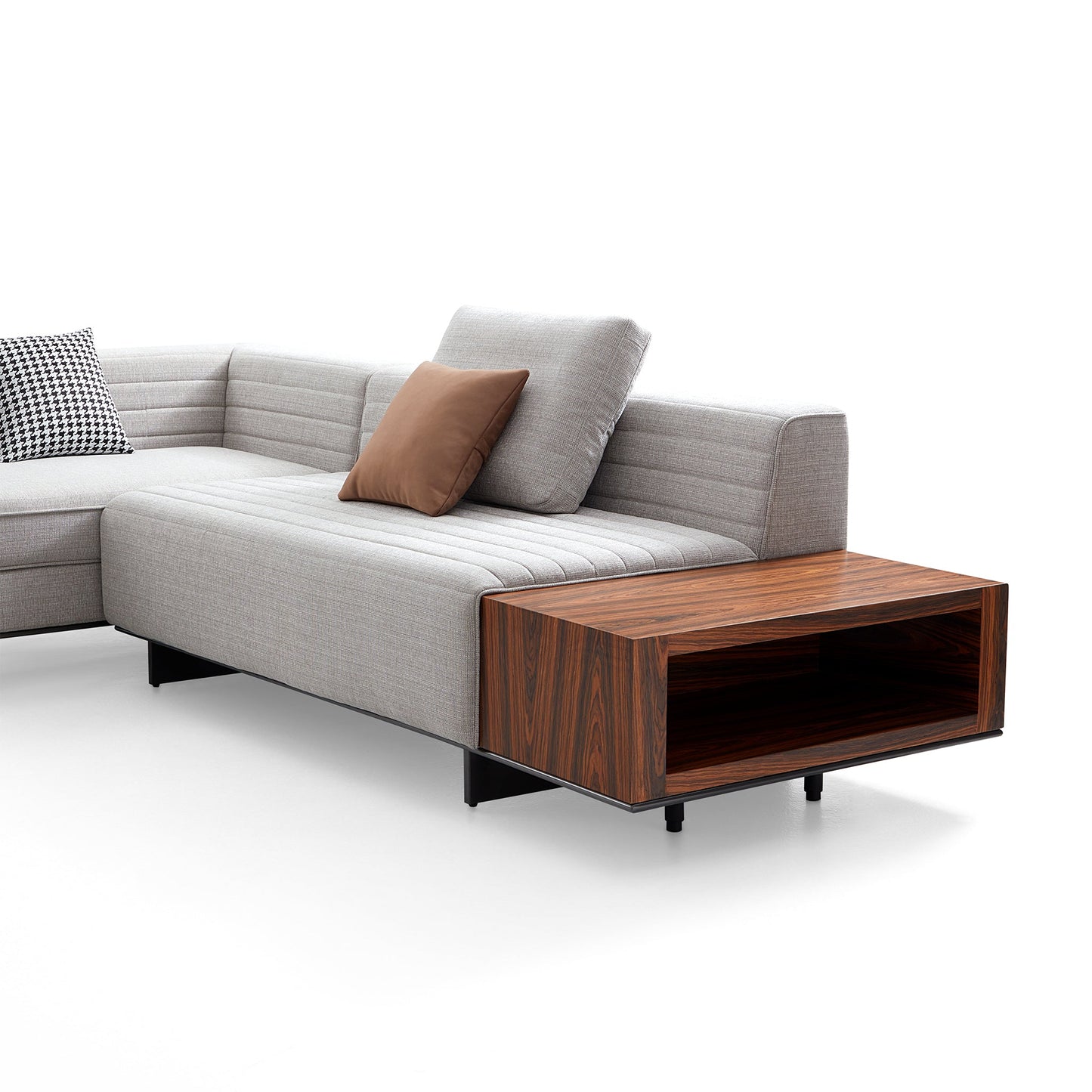 Brandy Channel Tufting Sectional with Coffee Table-Gray-173.2"(2)