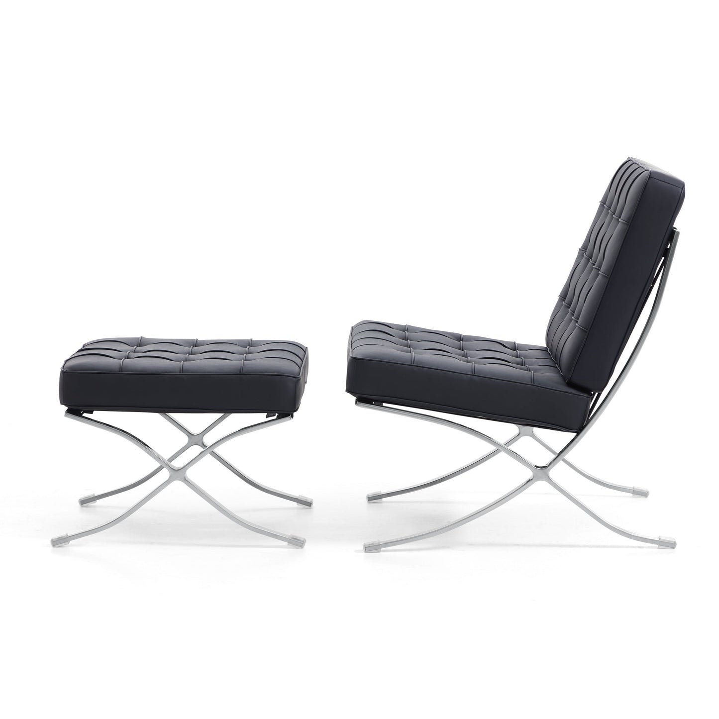 Barcelona Leather Lounge Chair-Black