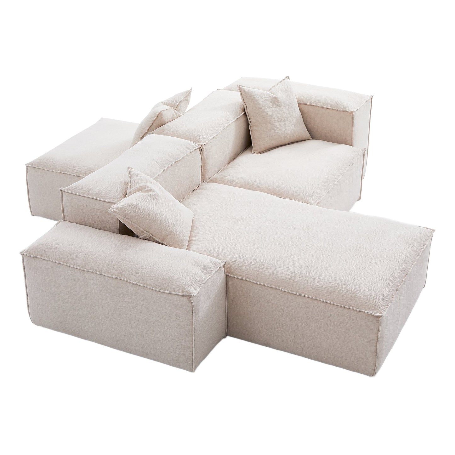 Freedom Modular Khaki Double Sided Sectional Sofa-Khaki-106.3″-Low & High