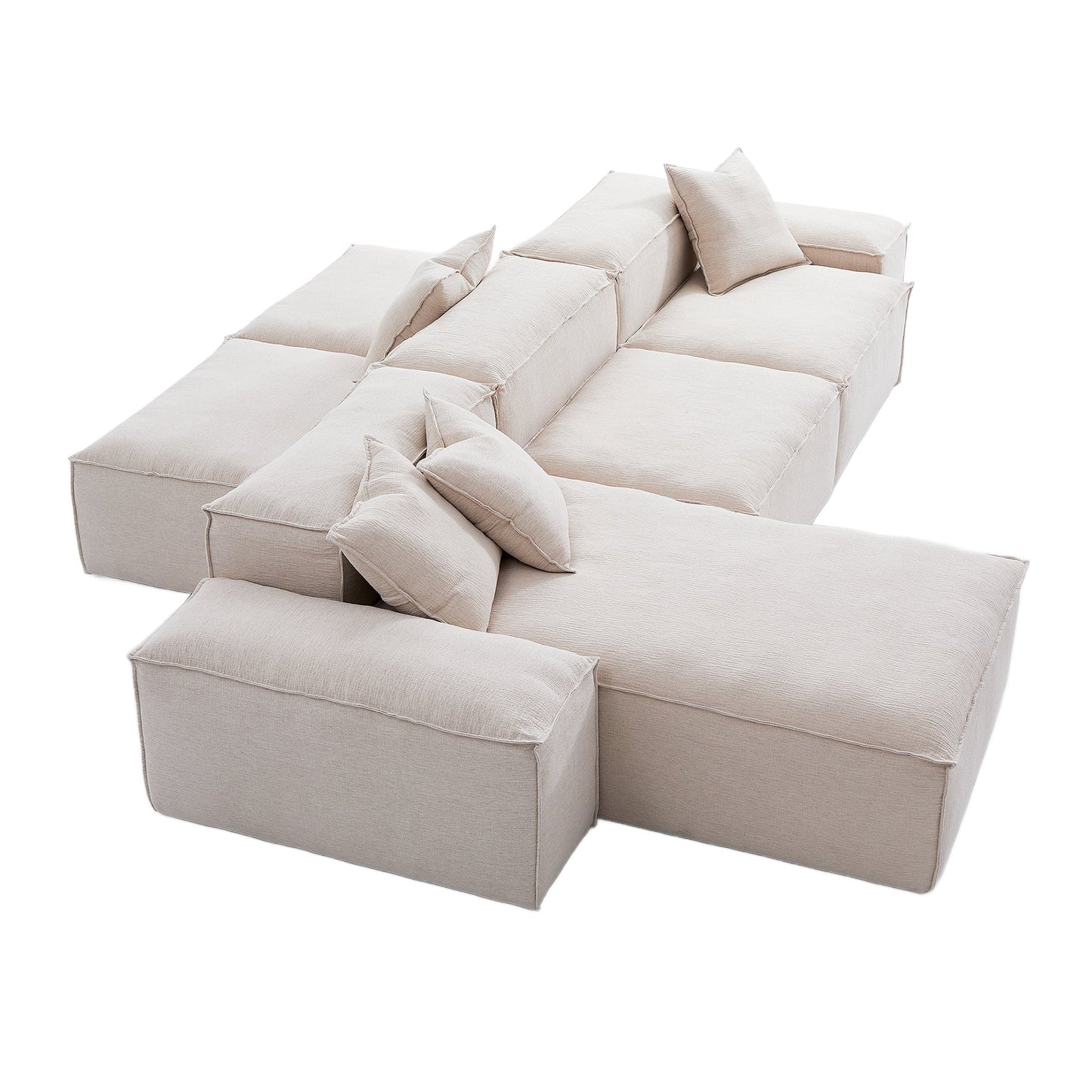 Freedom Modular Khaki Double Sided Sectional Sofa-Khaki-143.7″-Low