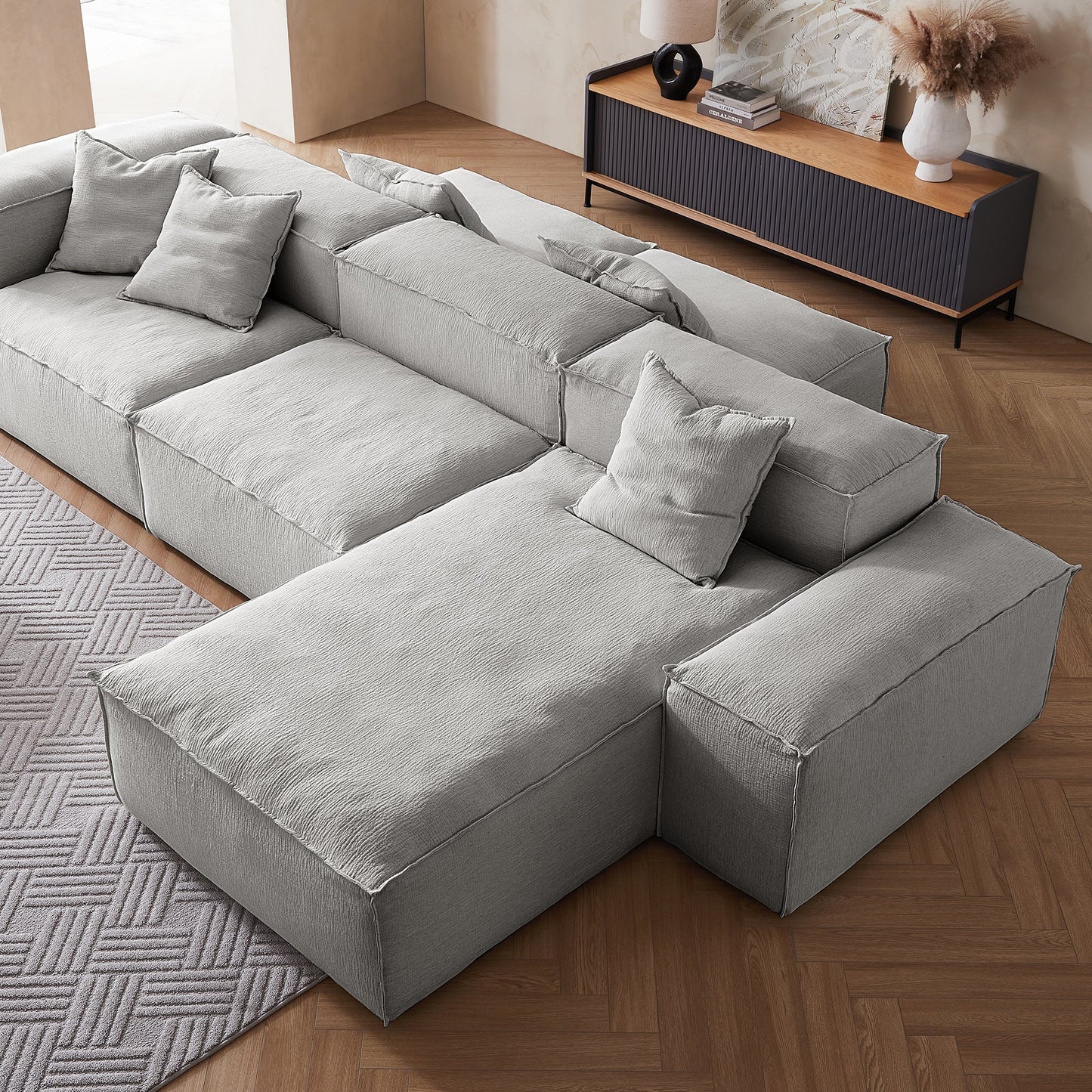 Freedom Modular White Double Sided Sectional Sofa-Gray