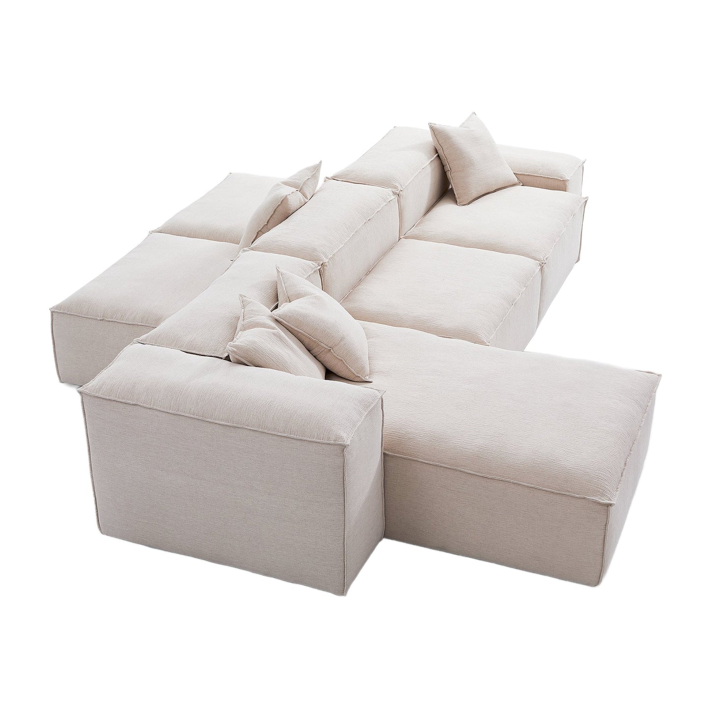 Freedom Modular Khaki Double Sided Sectional Sofa-Khaki-143.7″-Low & High