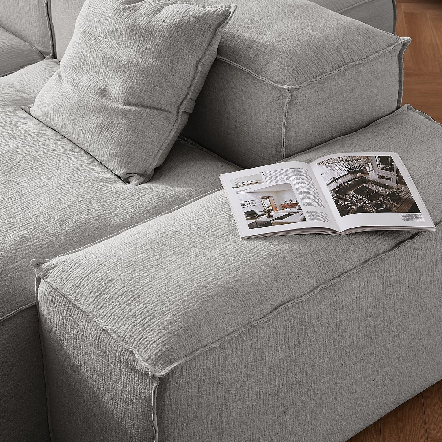 Freedom Modular White Double Sided Sectional Sofa-Gray
