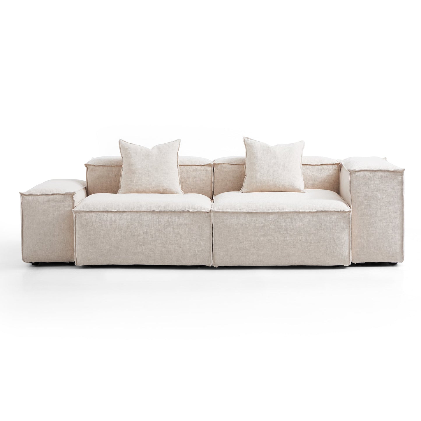 Freedom Modular Gray Sofa-Khaki-Low & High-106.3"