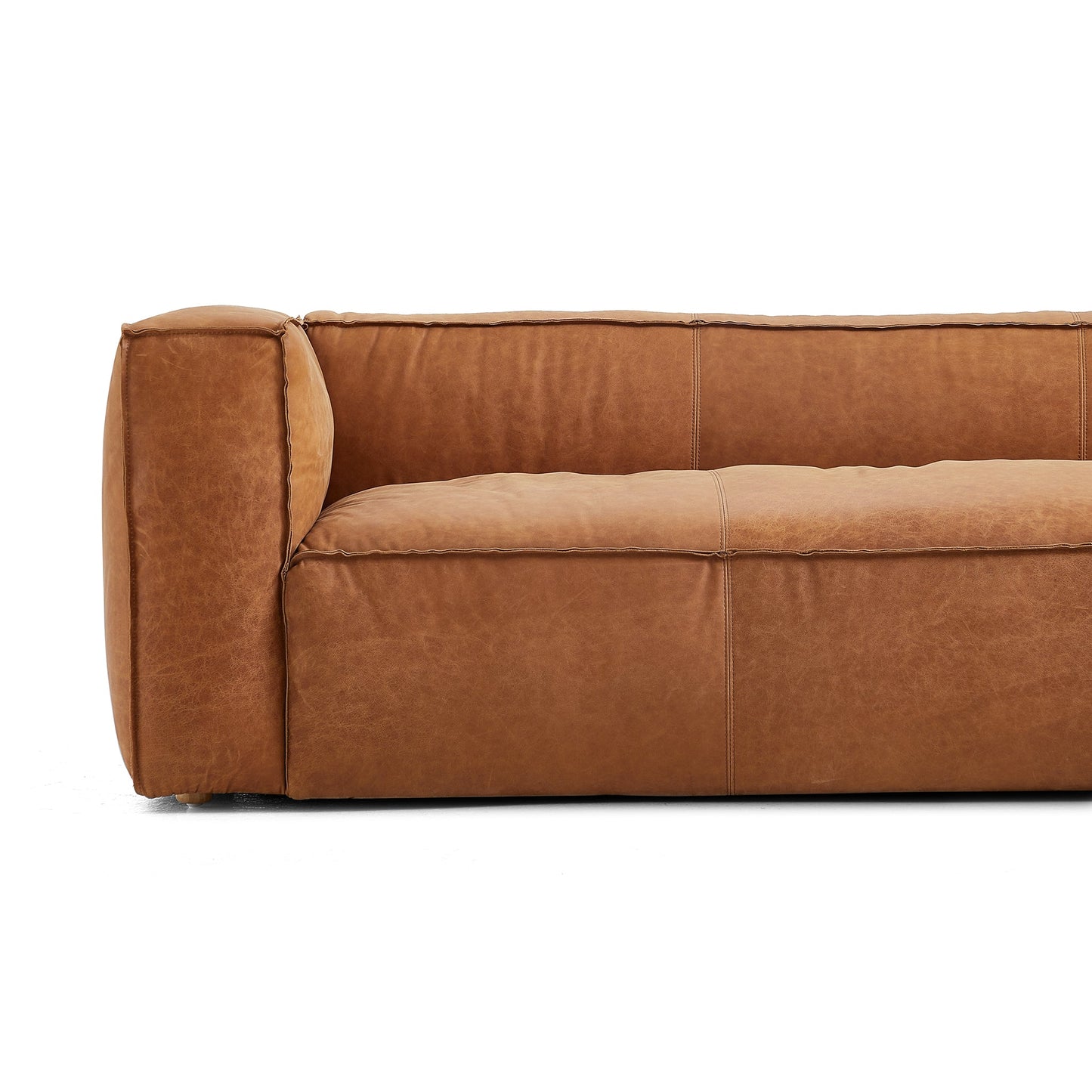 Rusty Tan Genuine Leather Tuxedo Sofa-Tan