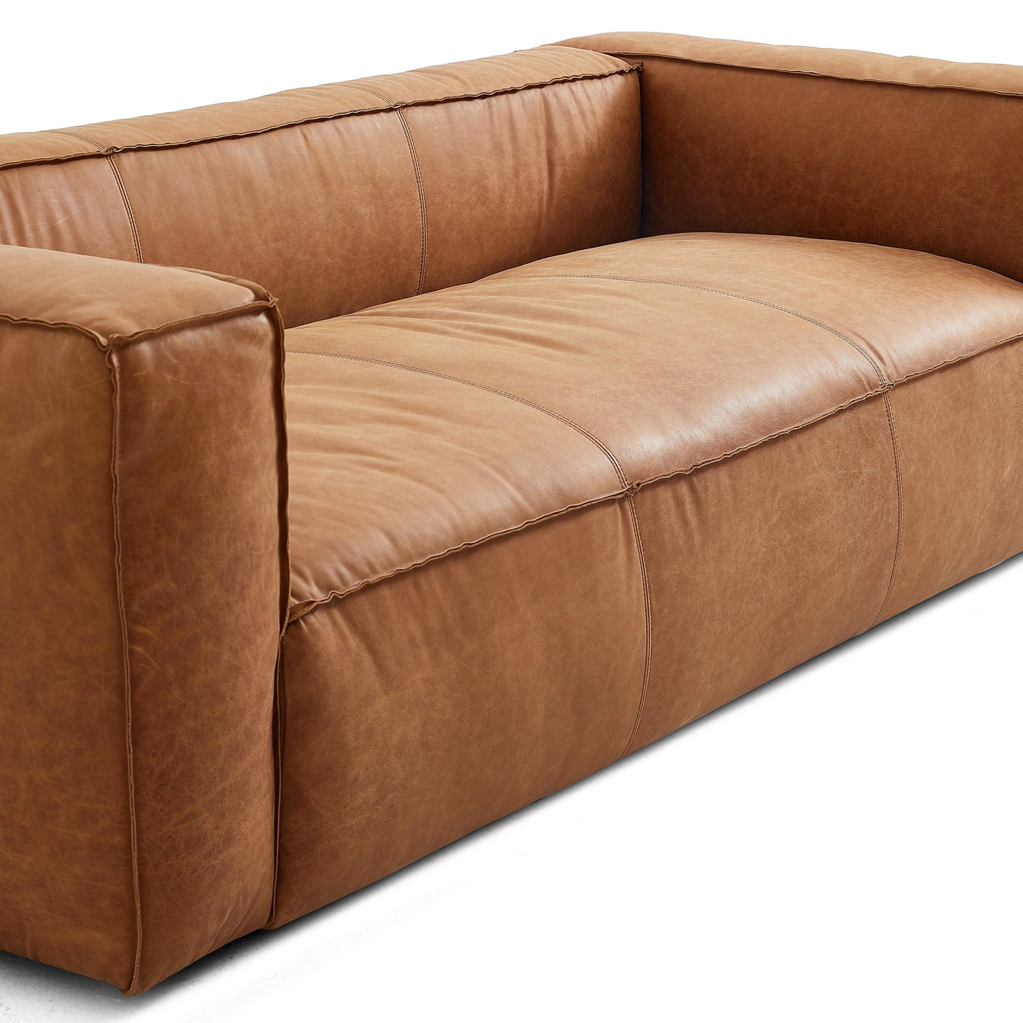 Rusty Tan Genuine Leather Tuxedo Sofa-Tan