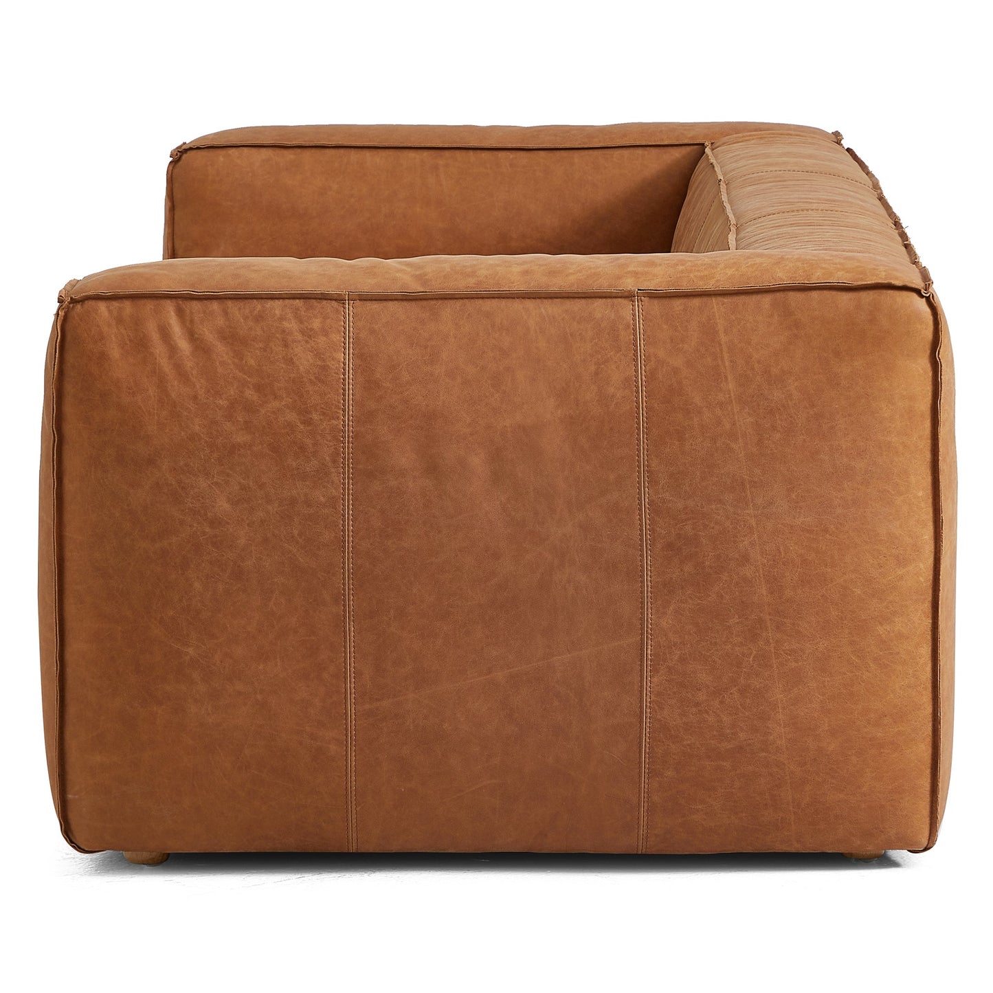 Rusty Tan Genuine Leather Tuxedo Sofa-Tan