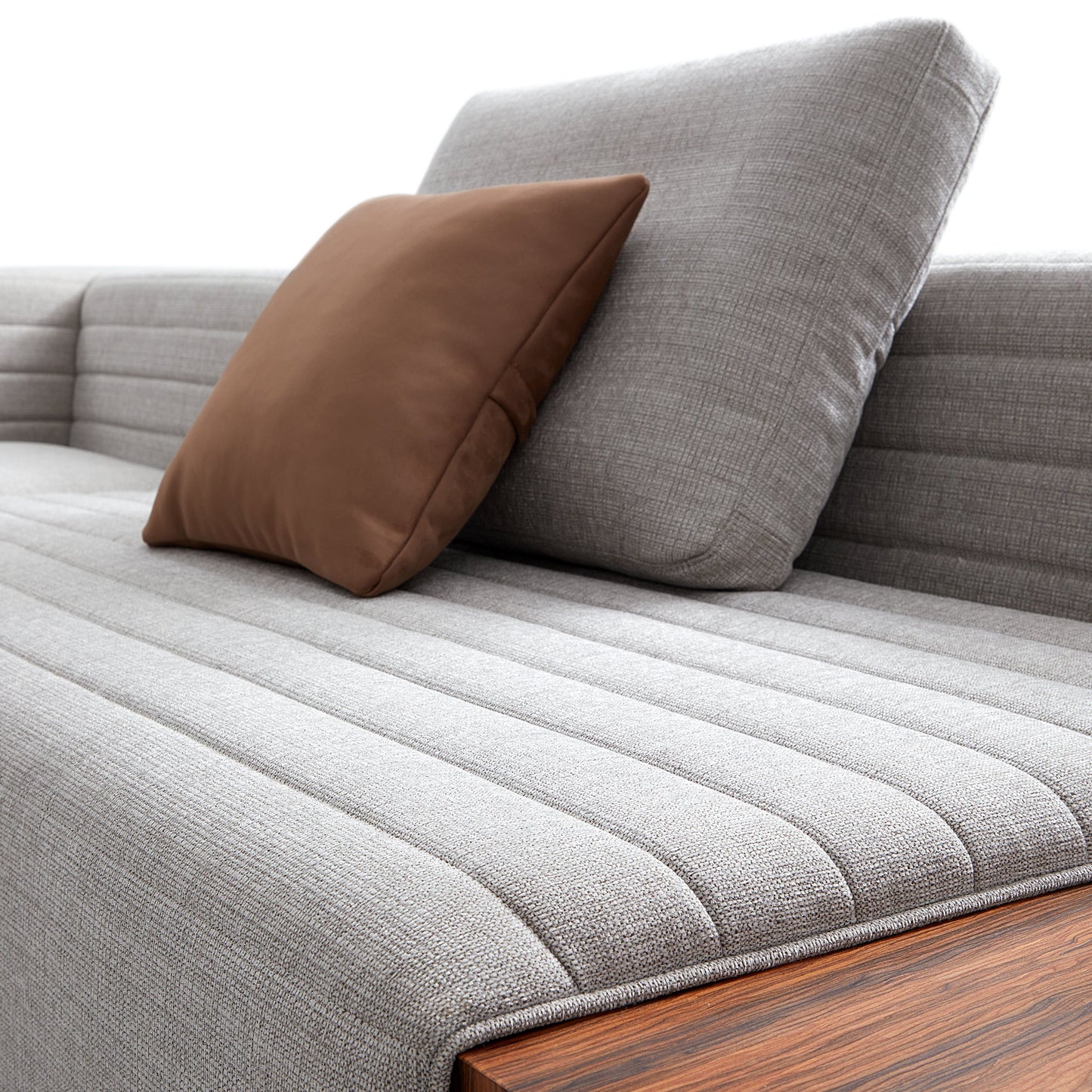 Brandy Channel Tufting Sectional with Coffee Table-Gray