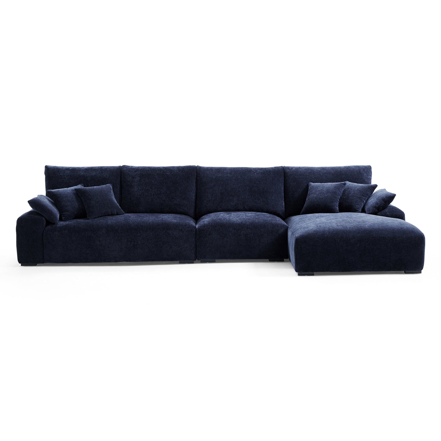 The Empress Navy Blue Sectional-Navy Blue-150.8"-Facing Right