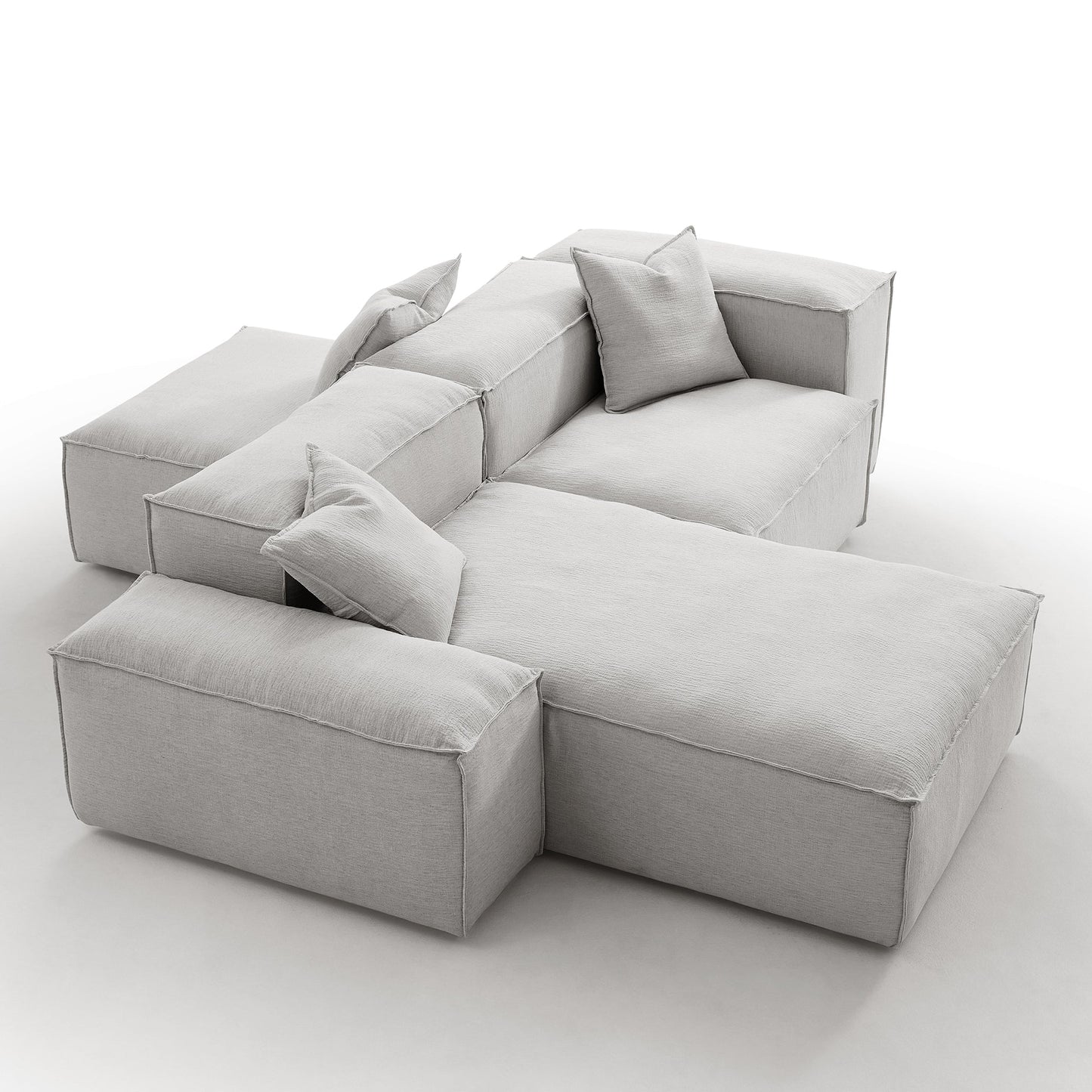 Freedom Modular White Double Sided Sectional Sofa-Gray-106.3″-Low & High