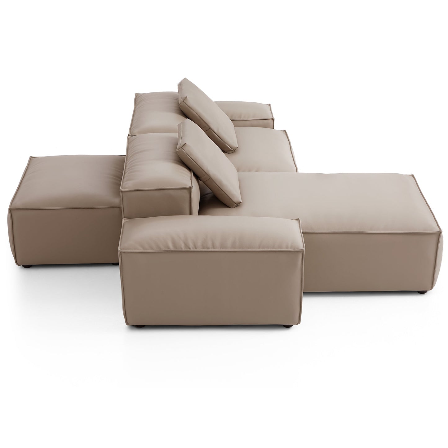 Flex Modular Khaki Genuine Leather Double Sided Sectional-Khaki-105.5"-Low