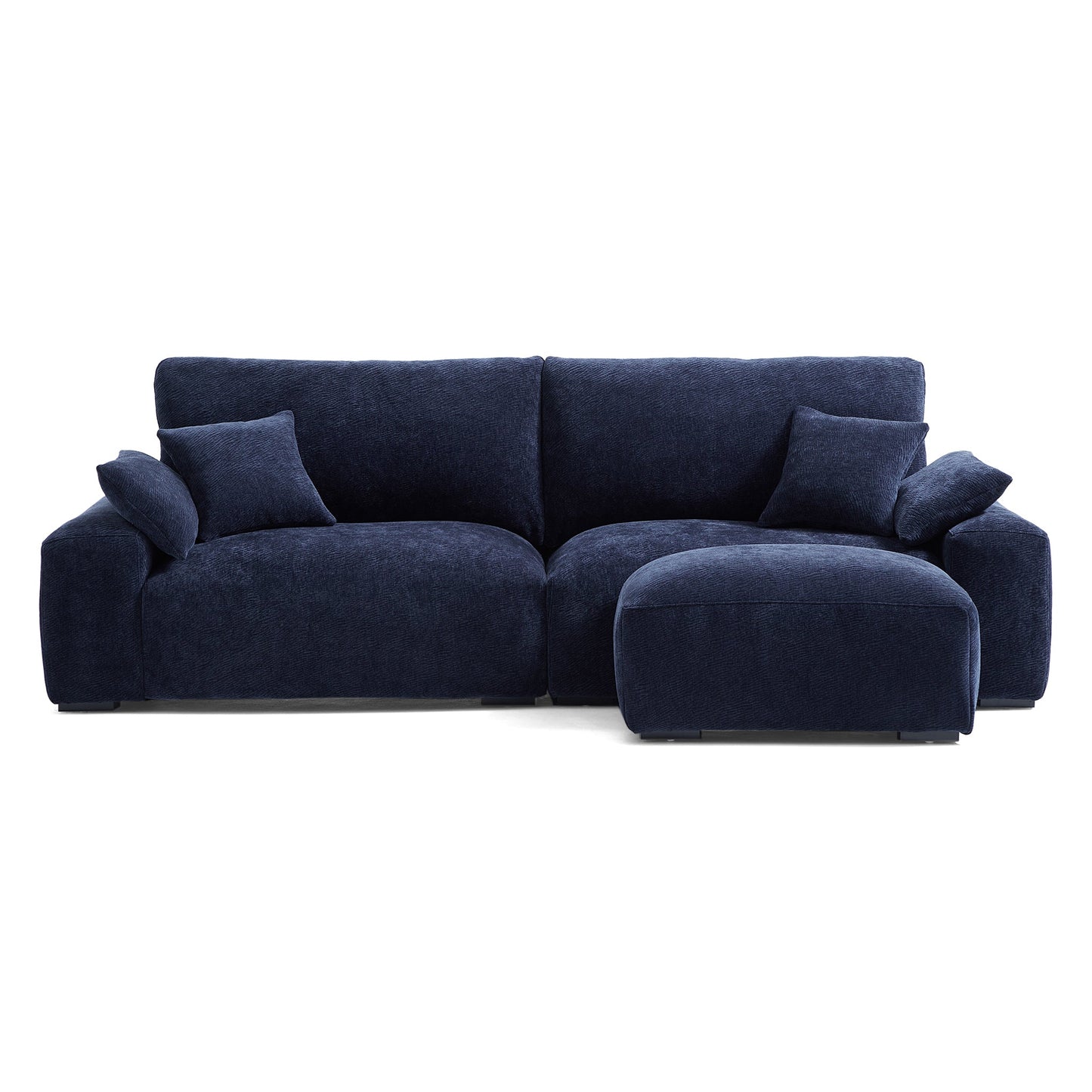The Empress Navy Blue Sofa and Ottoman-Navy Blue-106.3"