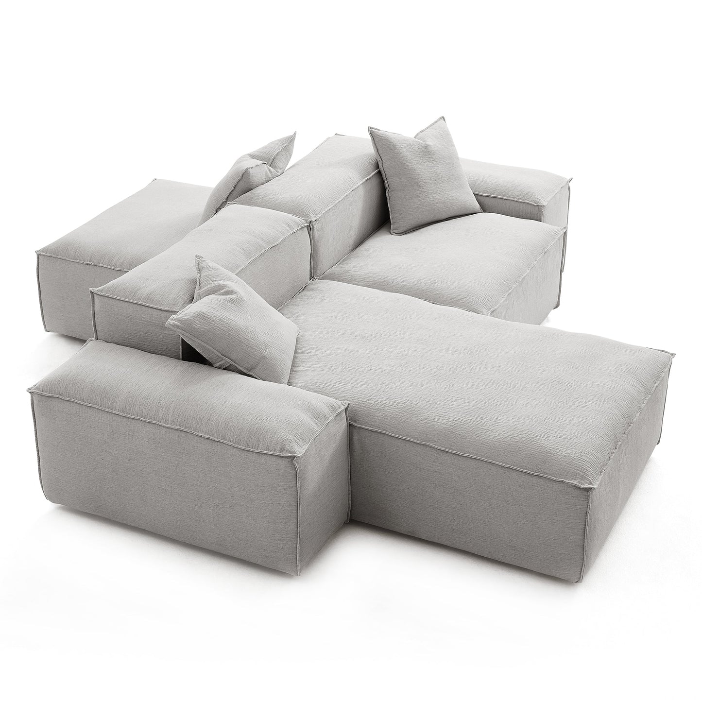 Freedom Modular Gray Double Sided Sectional Sofa-Gray-106.3″-Low