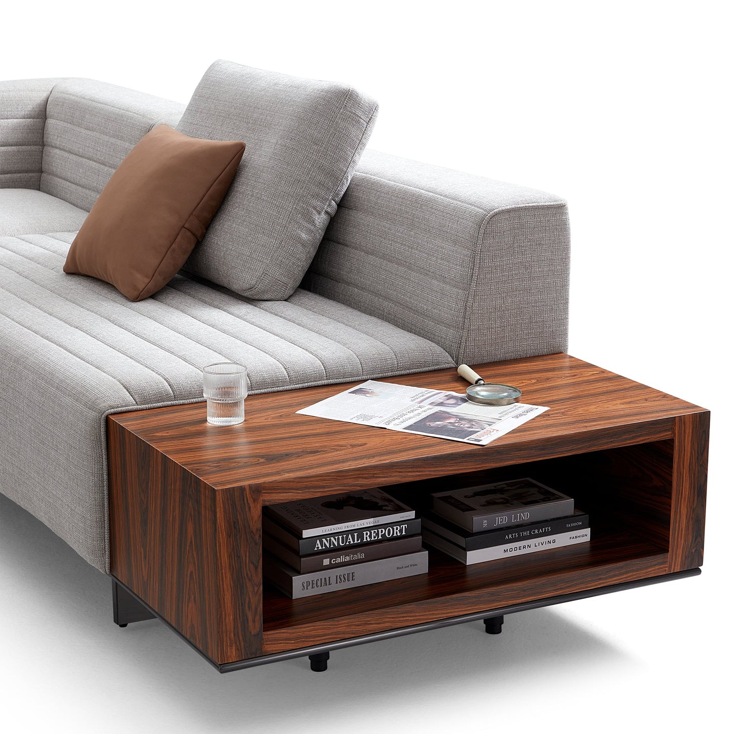 Brandy Channel Tufting Sectional with Coffee Table-Gray-189"