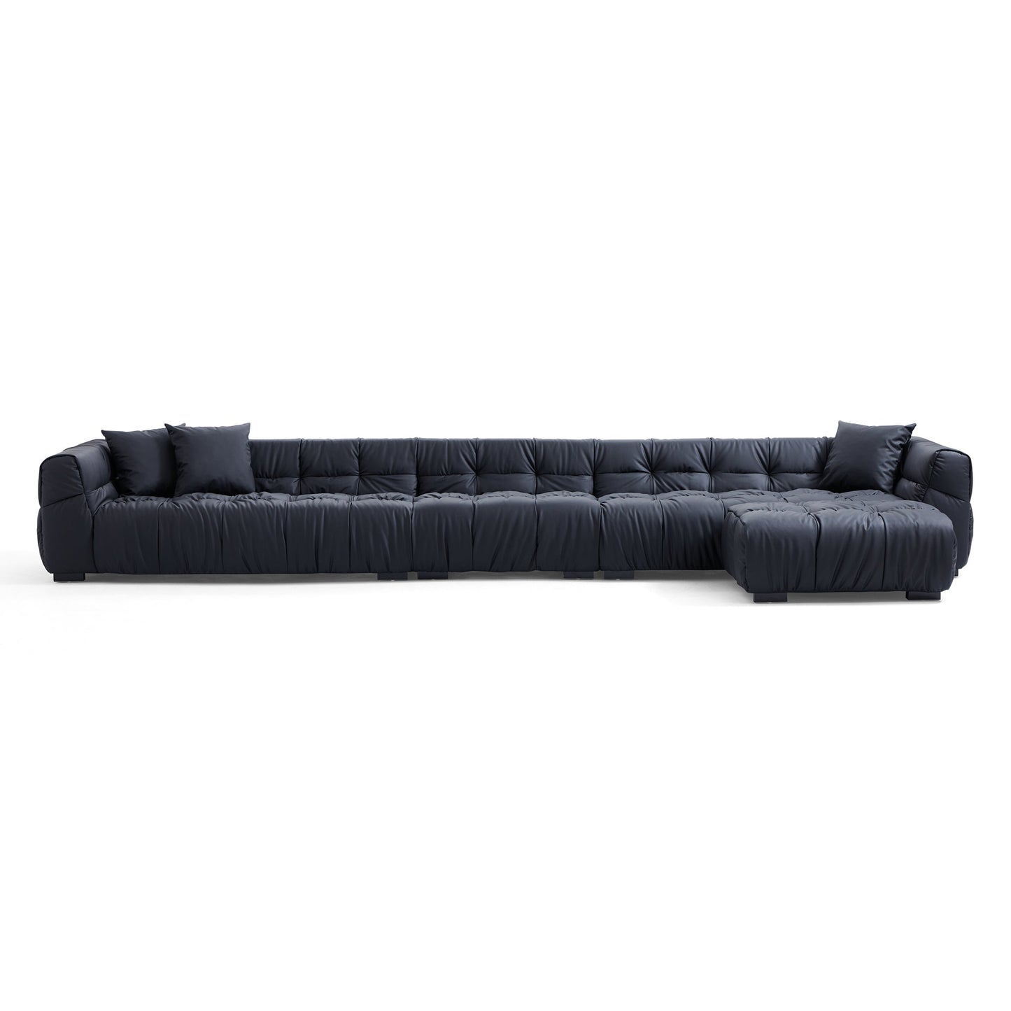 Boba Black Leathaire Sofa and Ottoman-Black-177.2″