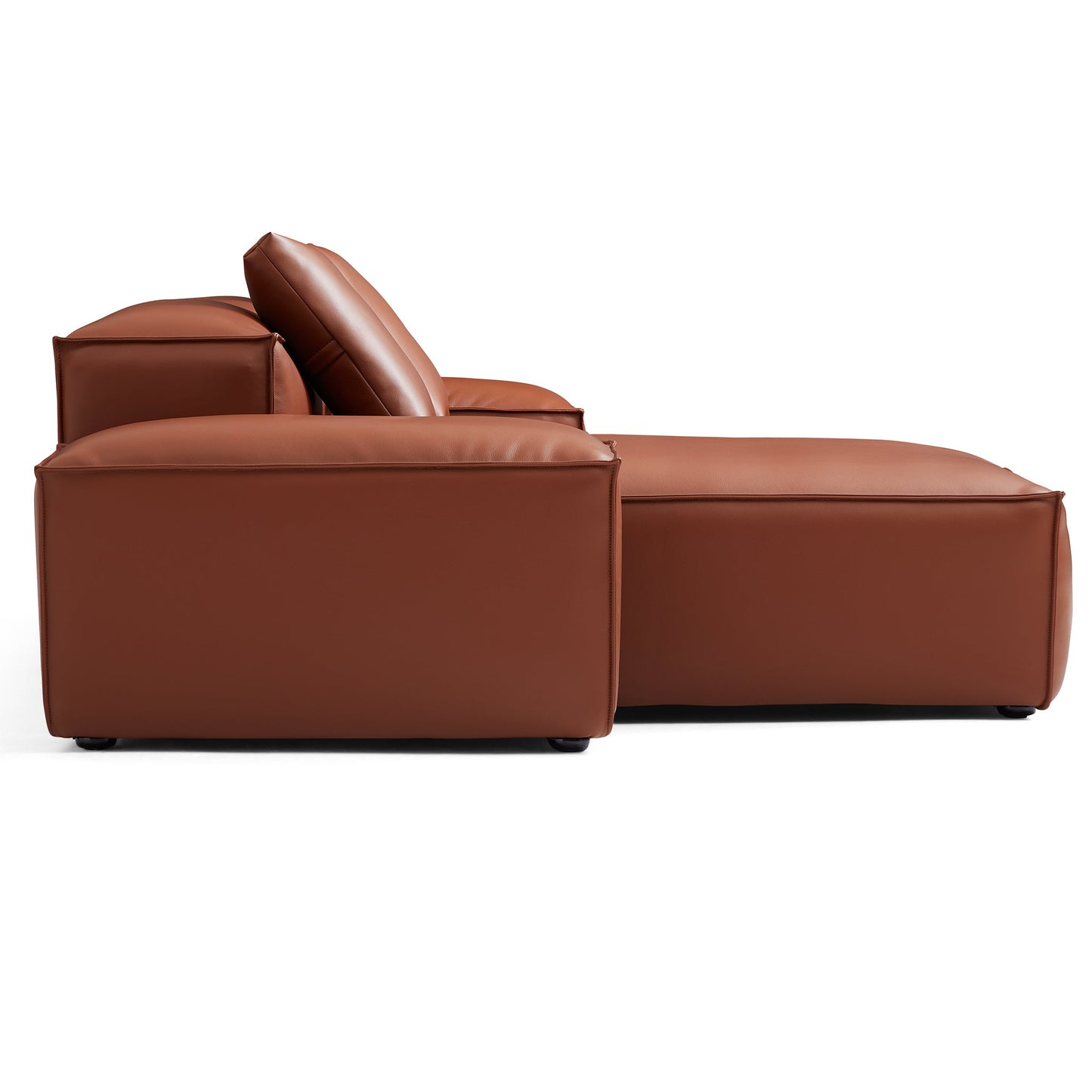 Cube Modular Brown Genuine Leather Sectional-Brown