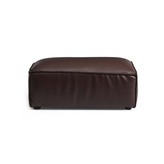 Luxury Minimalist Leather Ottoman-Dark Brown