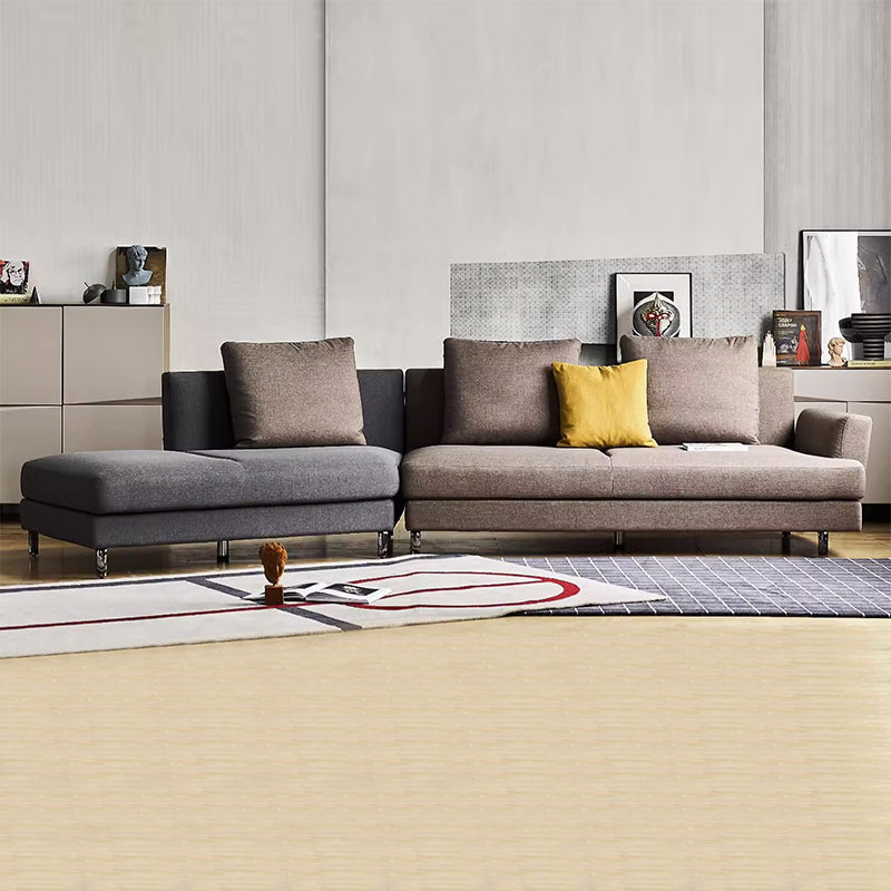 Peanut Dual Tone Curved Sectional-Gray & Brown