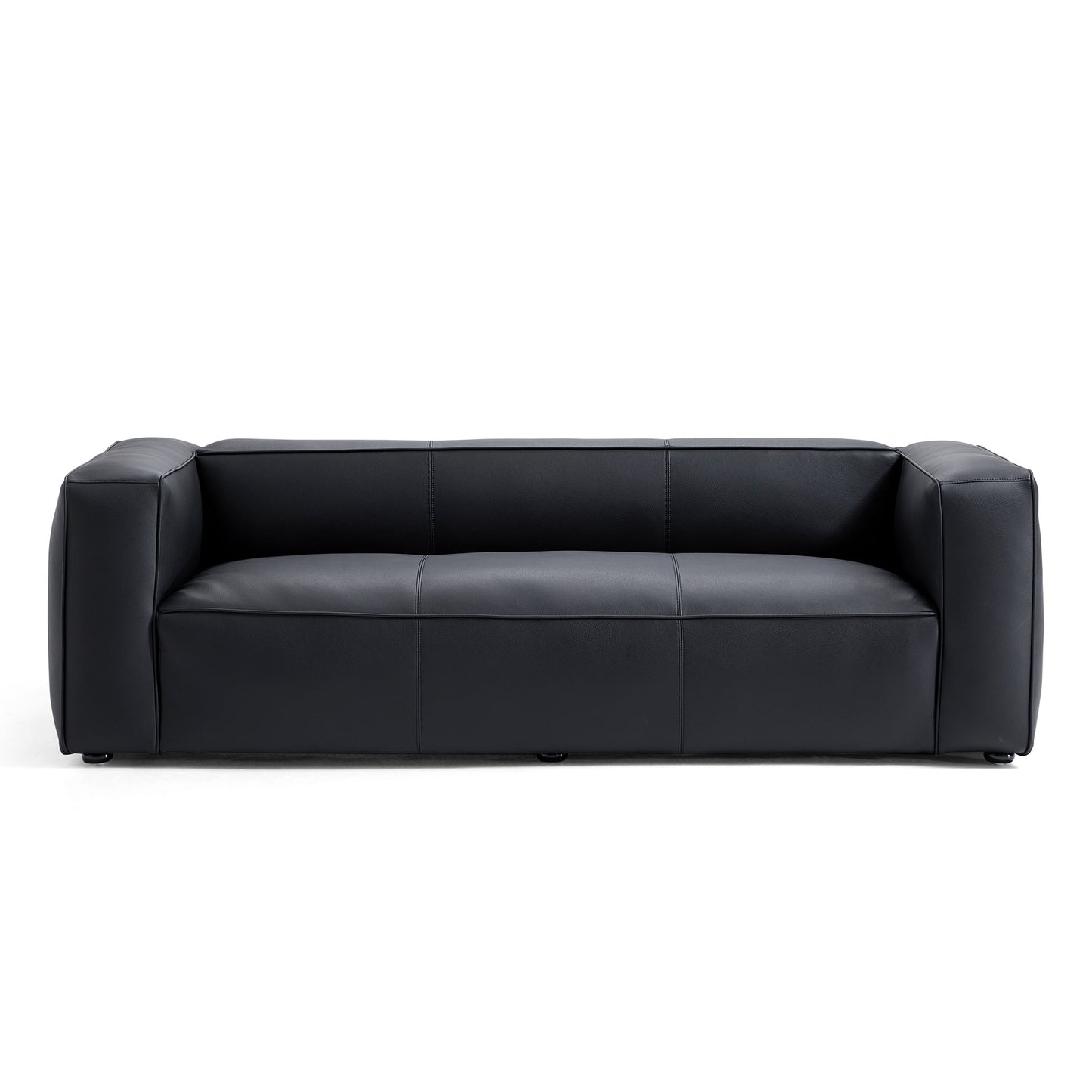 Brancaster Black Genuine Leather Tuxedo Sofa-Black