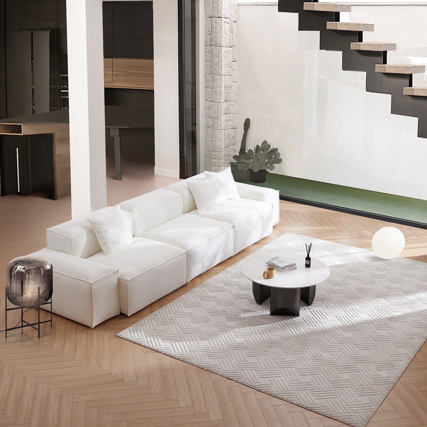Freedom Modular Khaki Sofa-White