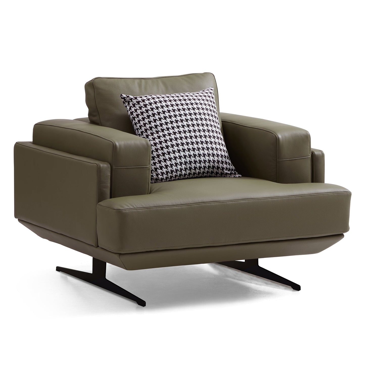 Olivia Top Grain Genuine Leather Sofa Set-Olive