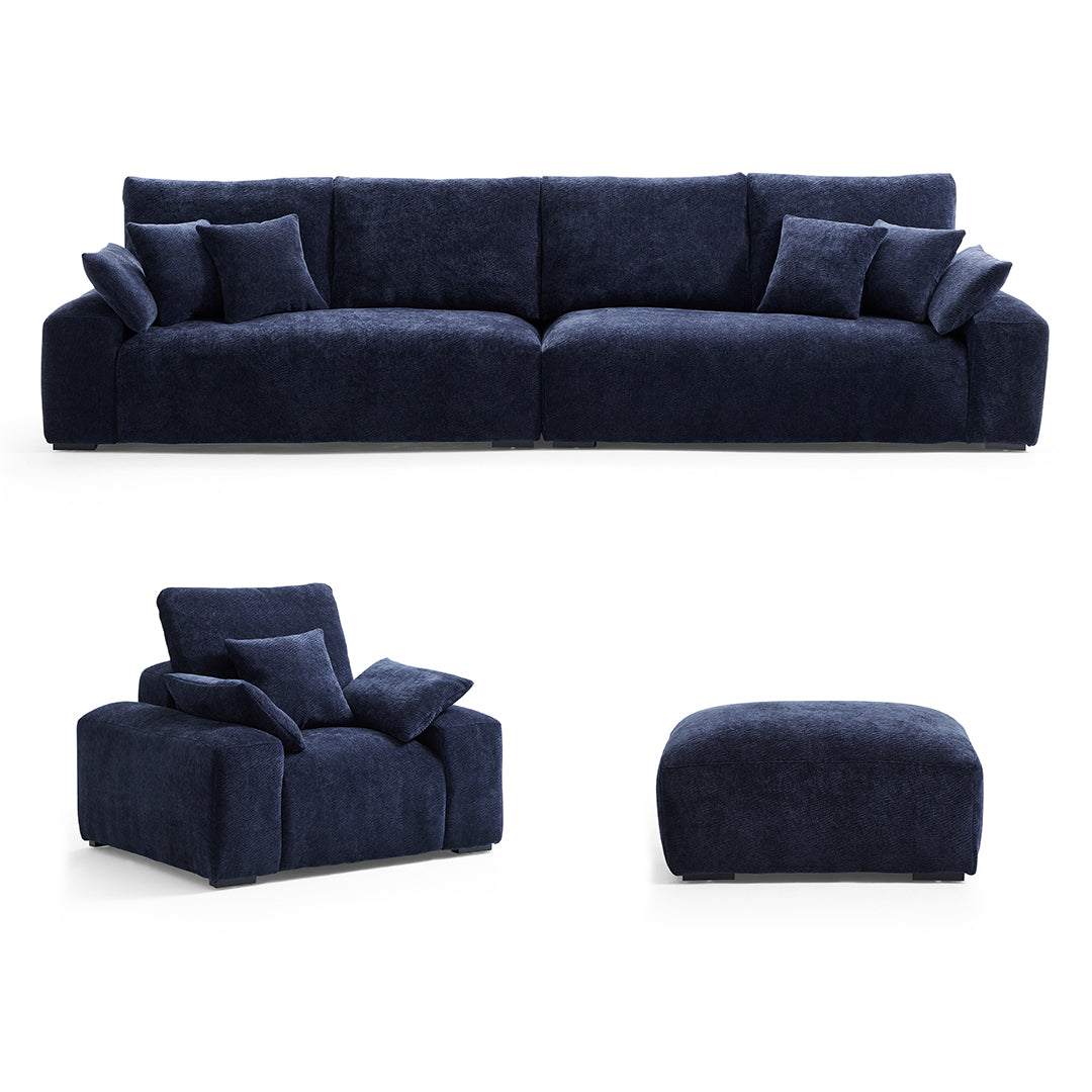 The Empress Navy Blue Sofa Set-Navy Blue-140.1"