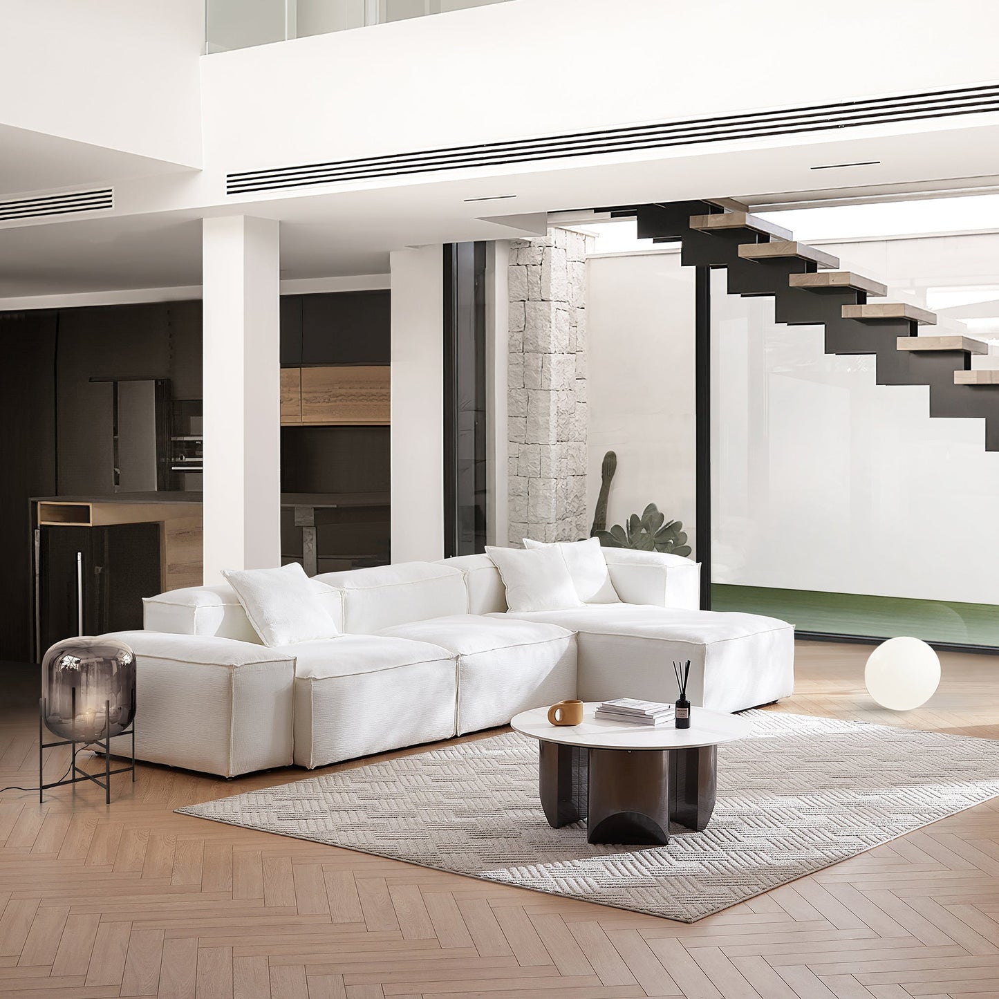 Freedom Modular Khaki Sectional Sofa-White