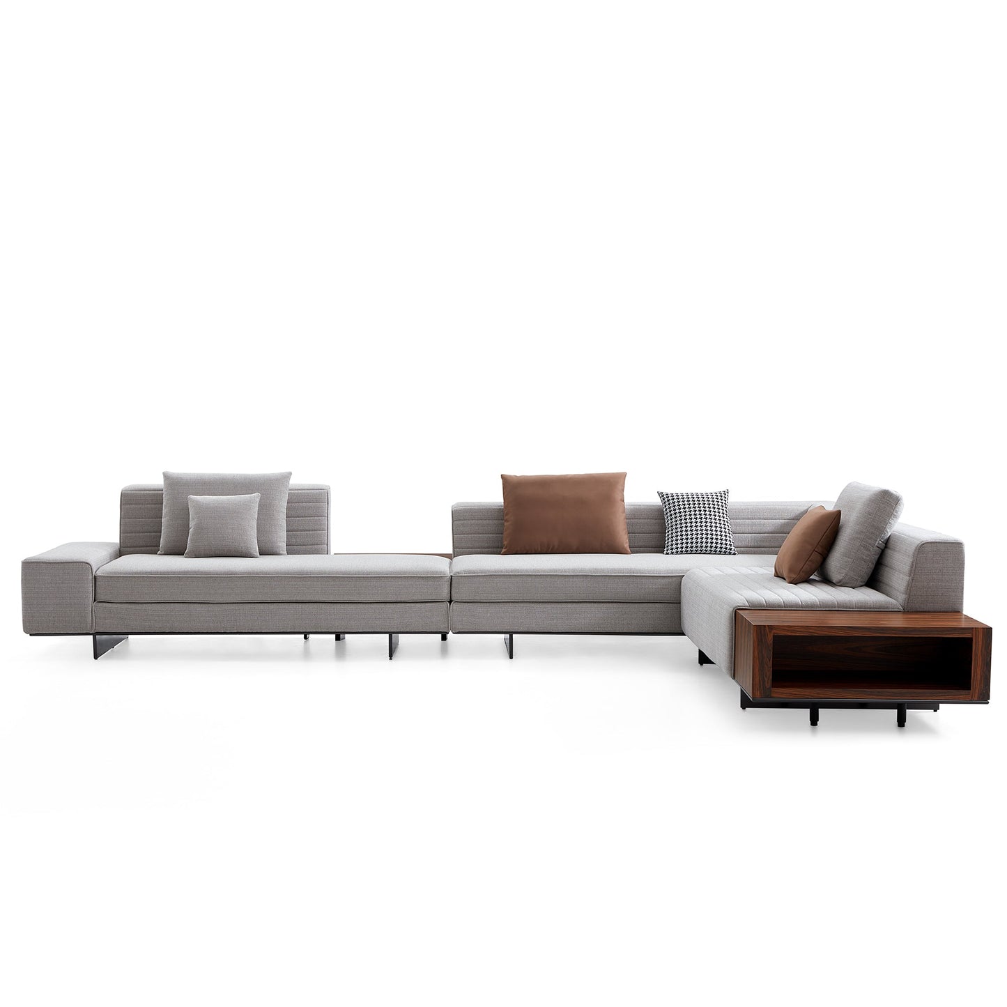 Brandy Channel Tufting Sectional with Coffee Table-Gray-173.2"(2)