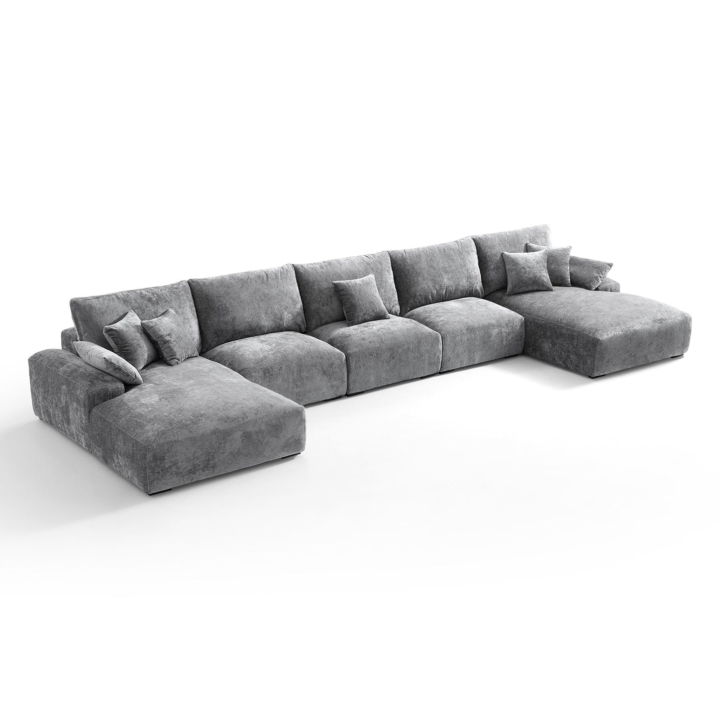The Empress Beige U-Shaped Sectional Sofa-Gray-196.9"