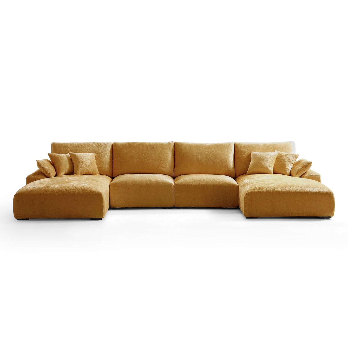 The Empress Beige U Shaped Sectional Sofa-Yellow-161.4"