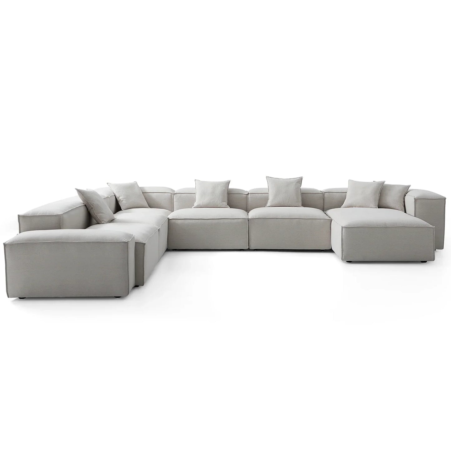 Freedom Modular Khaki U Shaped Sectional Sofa-Gray-177.2"-Low & High