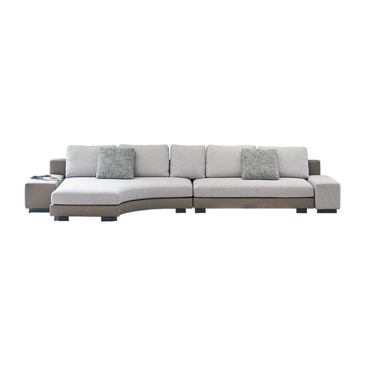 Arles Curved Gray Fabric Sectional-Gray-hidden