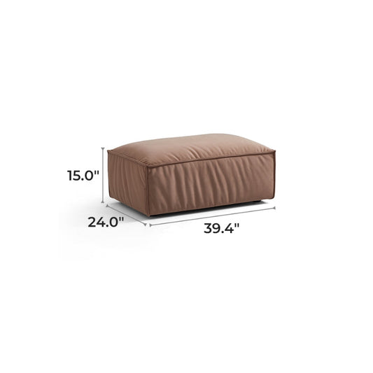 Luxury Minimalist Brown Fabric Ottoman-Brown
