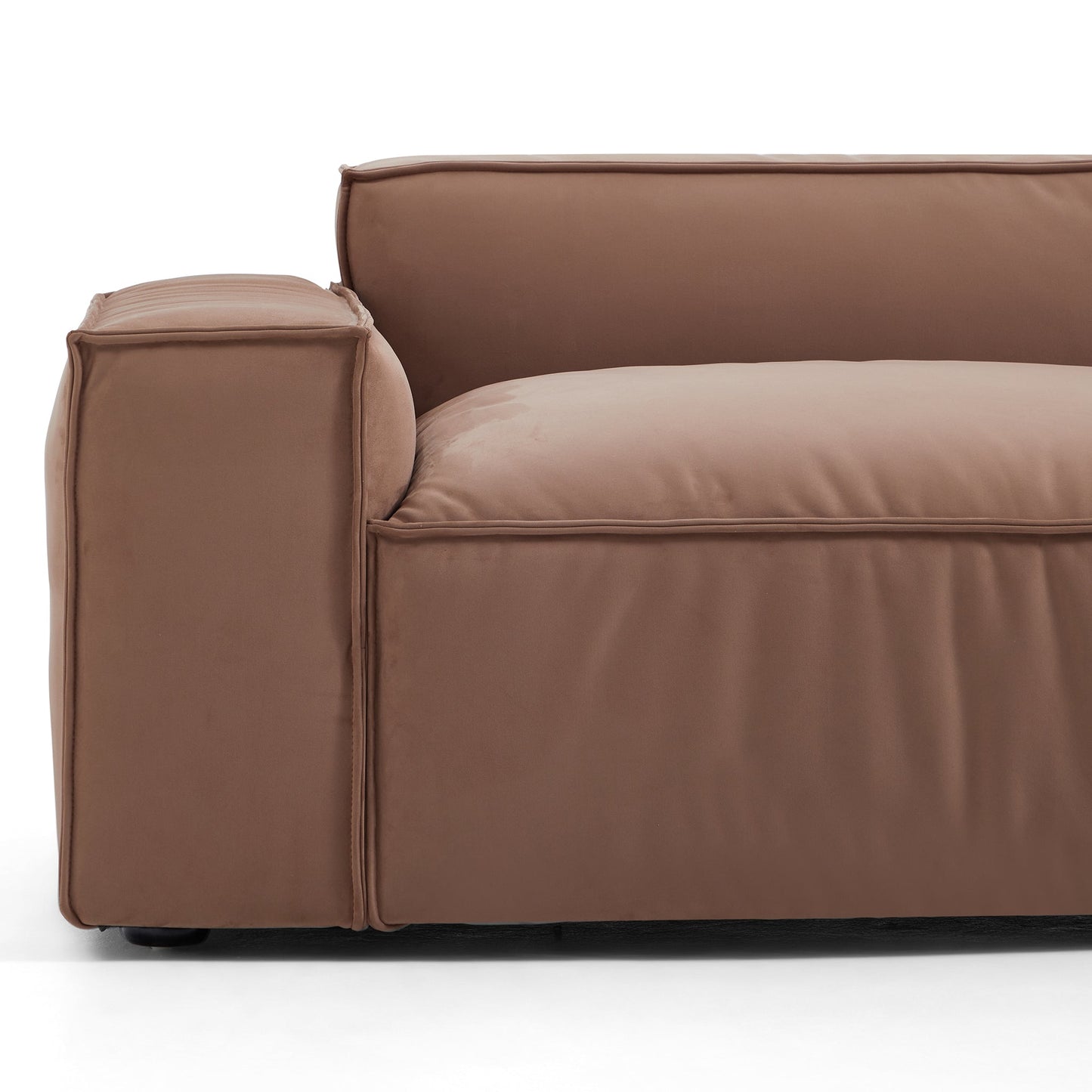 Luxury Minimalist Brown Fabric Sectional-Brown