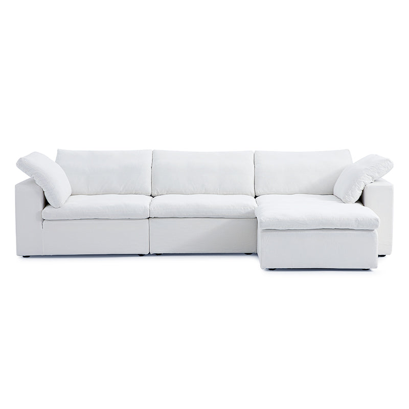 Tender Wabi Sabi Beige Sofa and Regular Ottoman-White-128.0"