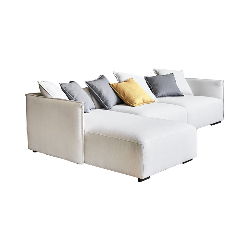 Serene Beige Fabric Sectional-Beige-118.1"-Facing Left